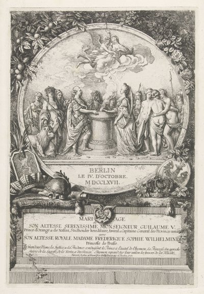 Allegorie op het huwelijk van Willem V en Wilhelmina van Pruisen, 1767 door Daniel Nikolaus Chodowiecki