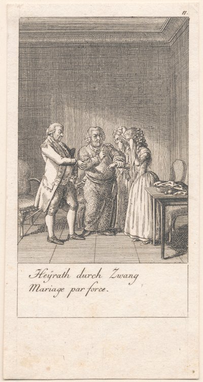 Motieven voor huwelijk en hun gevolgen. Bl. 11 door Daniel Nikolaus Chodowiecki