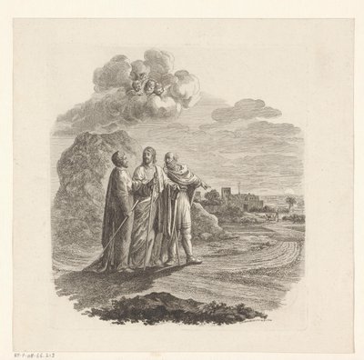 Cleopas en Petrus ontmoeten Christus op hun weg naar Emmaüs door Daniel Nikolaus Chodowiecki