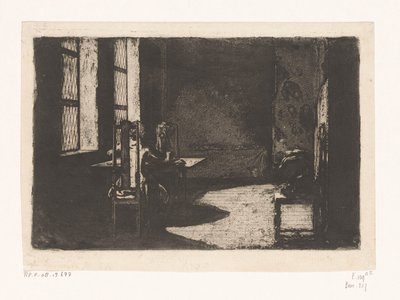Daniel Nikolaus Chodowiecki in de kamer van zijn moeder door Daniel Nikolaus Chodowiecki