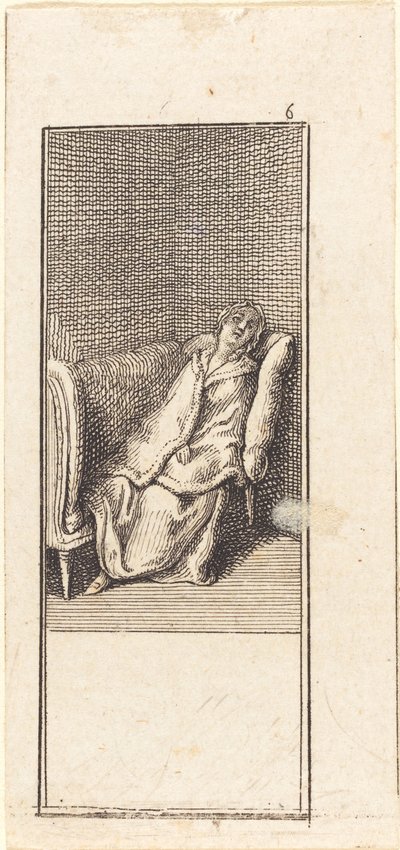 Meisje Slapend op Settee door Daniel Nikolaus Chodowiecki