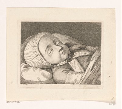 Kind op doodsbed door Daniel Nikolaus Chodowiecki