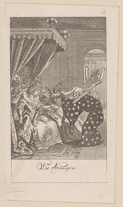 Koningin, plaat 4 uit de serie “De dodendans” door Daniel Nikolaus Chodowiecki