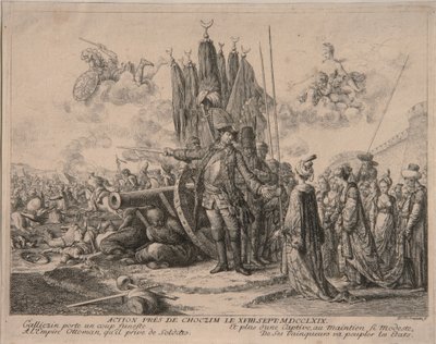Prins Alexander Mikhaylovich Golitsyn bij het beleg van de Khotyn-vesting 1769, 1769 door Daniel Nikolaus Chodowiecki