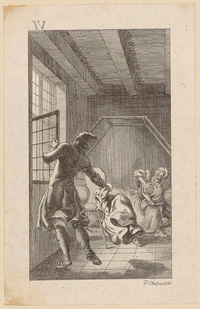Zijn vierde vrouw door Daniel Nikolaus Chodowiecki