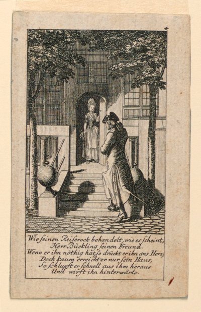 De hypocriete vriend, illustratie voor "Königl: Grosbrit [anische] Genealogischer Kalender auf das 1780 Jahr Lauenberg bey J.G. Berenberg" door Daniel Nikolaus Chodowiecki