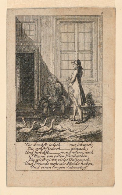 De Luie en Zwakzinnige, Illustratie voor "Königl: Grosbrit [anische] Genealogischer Kalender auf das 1780 Jahr Lauenberg bey J.G. Berenberg" door Daniel Nikolaus Chodowiecki