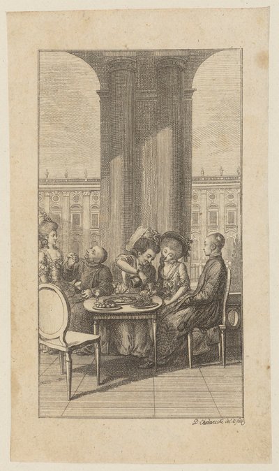 Titelfiguur uit Winkopp’s „Het leven van prior Hartungus”, eerste deel door Daniel Nikolaus Chodowiecki