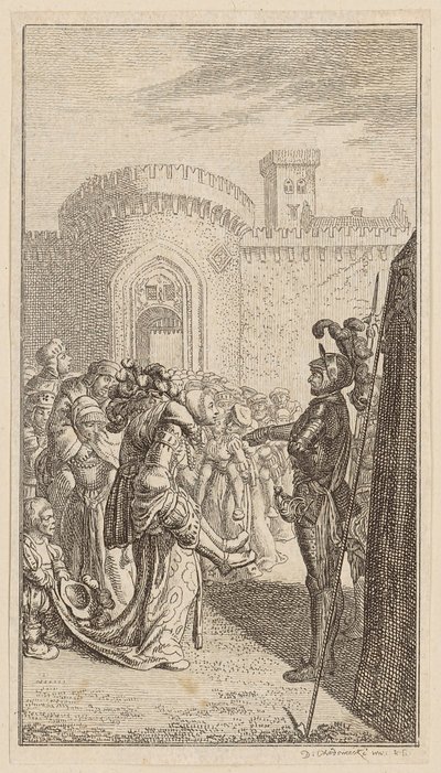 Vrouwen uit Weinsberg, blad 6 uit de eerste uitgave van de „Gedichten van Gottfried August Bürger” door Daniel Nikolaus Chodowiecki