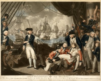 Overwinning van Lord Howe op de Glorieuze Eerste van Juni 1794, pub. 1795 door Daniel Orme