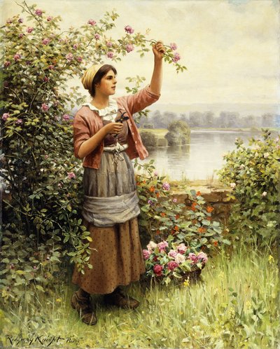 Rozen snijden langs de Seine door Daniel Ridgway Knight