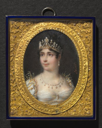 Portret van Joséphine de Beauharnais, keizerin van Frankrijk, ca. 1806 (aquarel op ivoor in een verguld metalen en geëmailleerde lijst) door Daniel Saint