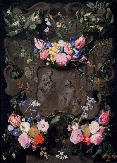 Het Wonder van Sint Bernardus in een Bloemenkrans, 1645-1655 door Daniel Seghers