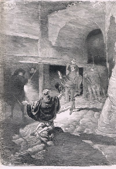 Don Pablo en de bewaker, uit The Magazine of Art 1893, Cassell and Company door Daniel Urrabieta Vierge