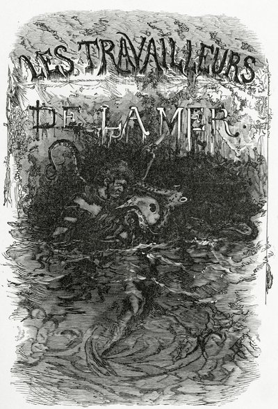 Illustratie voor de roman Les Travailleurs de la Mer, 19e eeuw door Daniel Urrabieta Vierge