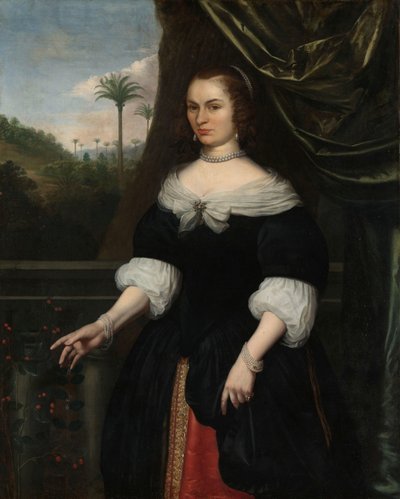 Portret van Dina Lems, echtgenote van Jan Valckenburgh door Daniel Vertangen (signed by artist)