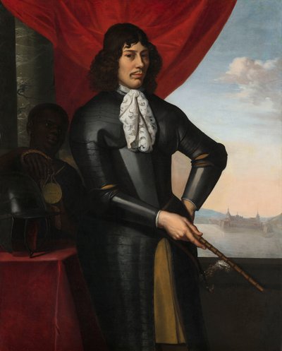 Portret van Jan Valckenburgh en een tot slaaf gemaakte dienaar door Daniel Vertangen (signed by artist)