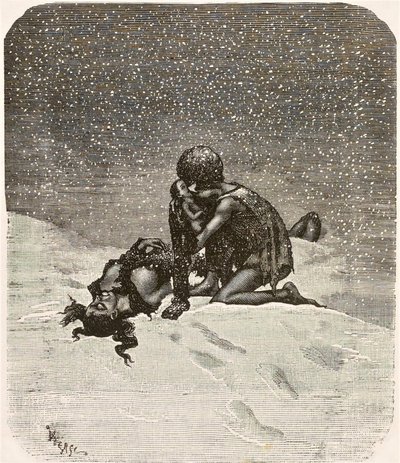 De man die lacht - Gwynplaine en kleine Dea, door Daniel Vierge door Daniel Vierge