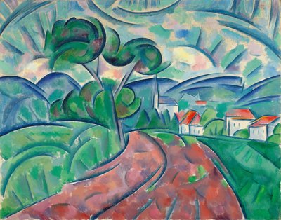 De weg naar het dorp; La route au village, ca. 1908-1912 door Daniel Vladimir Baranoff Rossine
