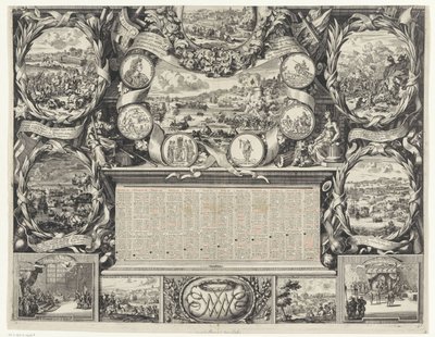 Overwinningen van koning Willem III in Ierland (onderste helft), 1690 door Daniel de Lafeuille