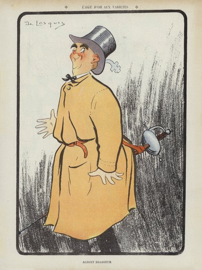 Albert Brasseur, Franse komiek en operettezanger. Illustratie voor Le Rire door Daniel de Losques