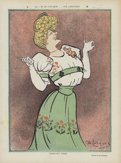 Charlotte Wiehe, Deense actrice. Illustratie voor Le Rire door Daniel de Losques