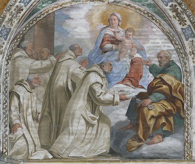 Madonna en kind keuren de Kartuizerorde goed door Daniele Crespi