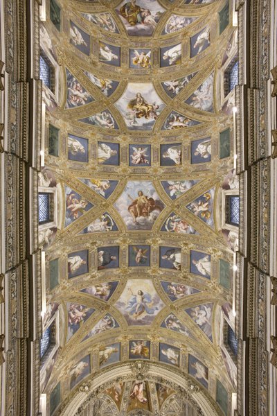 Gewelf van het centrale schip, Kerk van S. Maria Assunta door Daniele Crespi