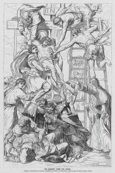 Afdaling van het Kruis (gravure) door Daniele da Volterra (1509 66) (after)