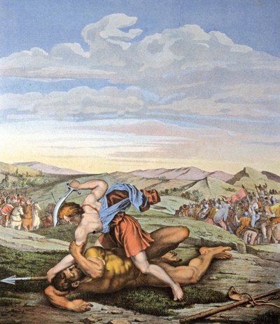 David en Goliath door Daniele da Volterra (1509 66) (after)