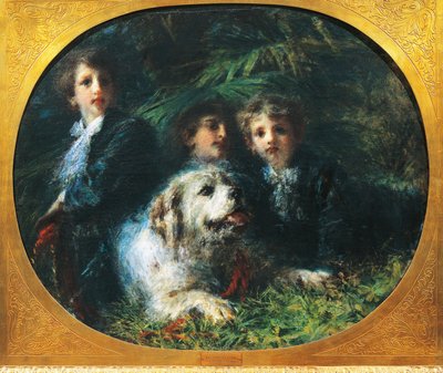 De Troubetzkoy-jongens met een hond, door Daniele Ranzoni door Danielle Ranzoni