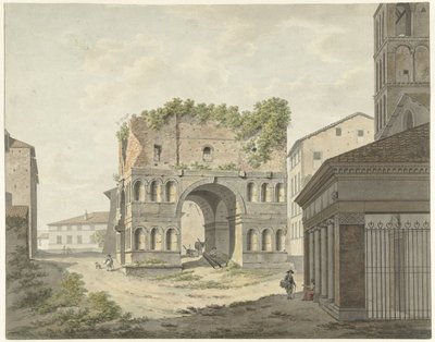 De boog van Janus quadrifons en een deel van de S. Giorgio in Velabro te Rome door Daniël Dupré