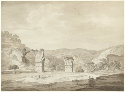 Ruïne van de brug van Augustus te Narni, Italië door Daniël Dupré