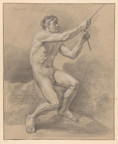 Zittend mannelijk naakt, van opzij gezien (1e prijs 1777) door Daniël Dupré