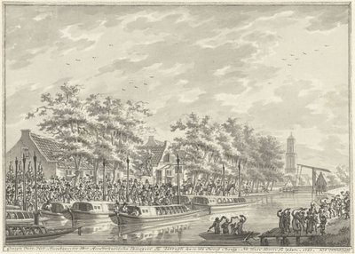 Aankomst van de Amsterdammers in Utrecht, 1787 door Daniël Kerkhoff