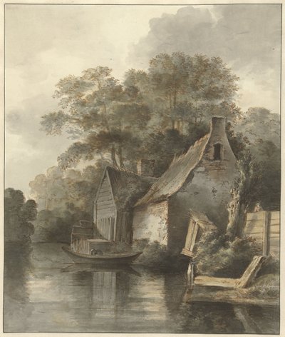 Huizen aan een vaart door Daniël Kerkhoff