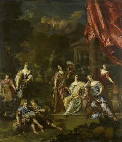 Allegorische groepsportret van de kinderen van Diederic Pietersz van Leyden van Leeuwen, burgemeester van Leiden, en Alida Paets door Daniël Mijtens (II)