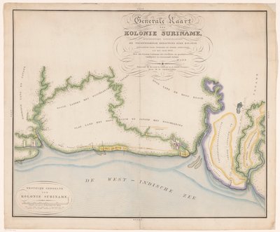 Deel van een kaart van Suriname door Daniël Veelwaard (I)