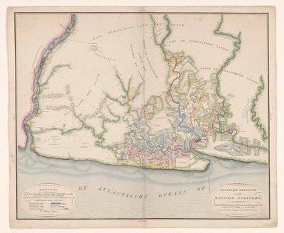 Deel van een kaart van Suriname door Daniël Veelwaard (I)