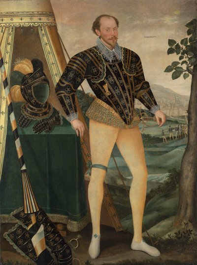 Sir William Drury, van Hawstead, Suffolk (1550–1590) door Daniël van den Queborne