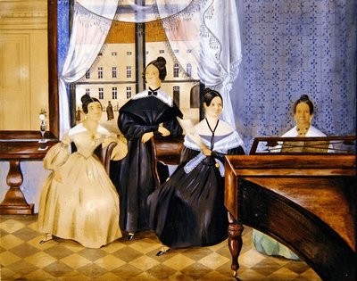 Het pianorecital, ca. 1830 door Danish School