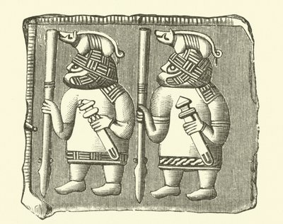 Krijgers uit de Vikingtijd (gravure) door Danish School
