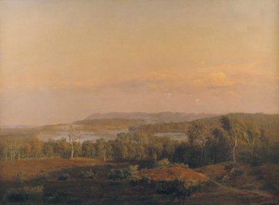 Een uitzicht richting Himmelbjerget, Jutland. Avond door Dankvart Dreyer