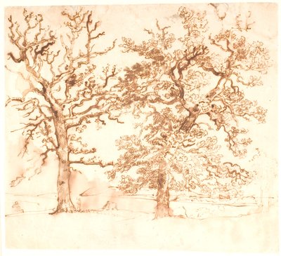 Landschap met Grote Eikenbomen op de Voorgrond door Dankvart Dreyer