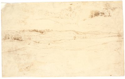 Uitzicht over een landschap met kale heuvels door Dankvart Dreyer