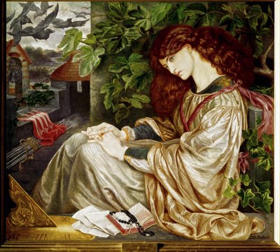 La Pia ... (schilderij op doek) door Dante Gabriel (after) Rossetti