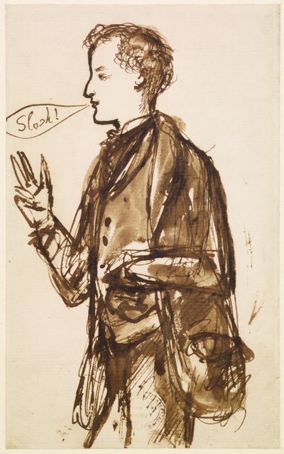 Karikatuur van John Everett Millais, c.1851-53 door Dante Gabriel Charles Rossetti