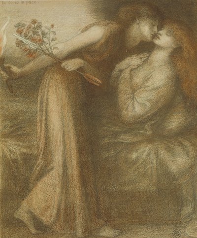 Dantes droom op de dag van de dood van Beatrice Io sono in pace door Dante Gabriel Charles Rossetti