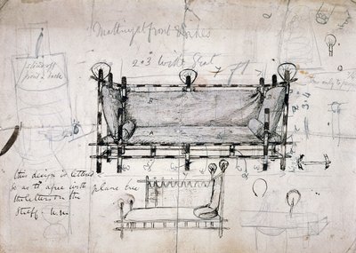 Ontwerp voor sofa door Dante Gabriel Charles Rossetti