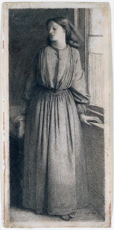 Elizabeth Siddal bij een raam door Dante Gabriel Charles Rossetti